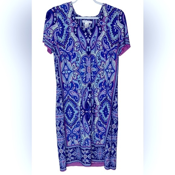 London Times Woman's Multi-Colored Floral Pattern Midi Style Dress‎ Size 6 - Picture 1 of 8